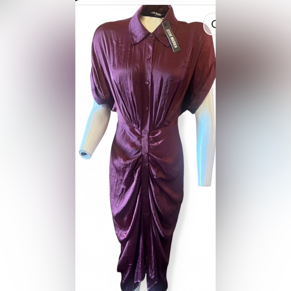 Steve Madden Satin Purple Midi Dress